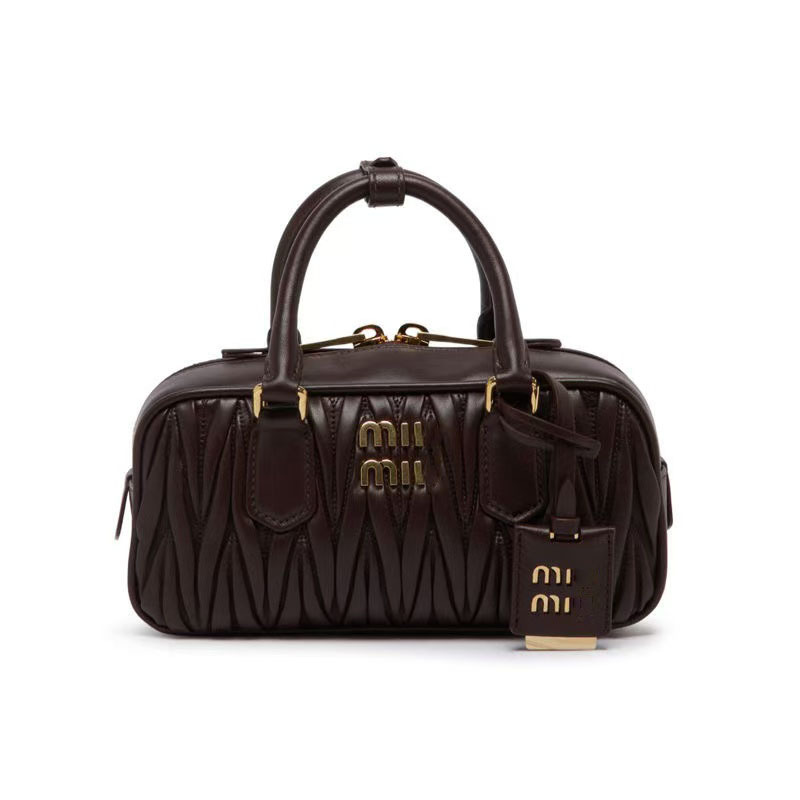 Vintage Niche Lambskin Bowling Bag Boston Style Fashionable Leather Shoulder Handbag - Thumbnail 10