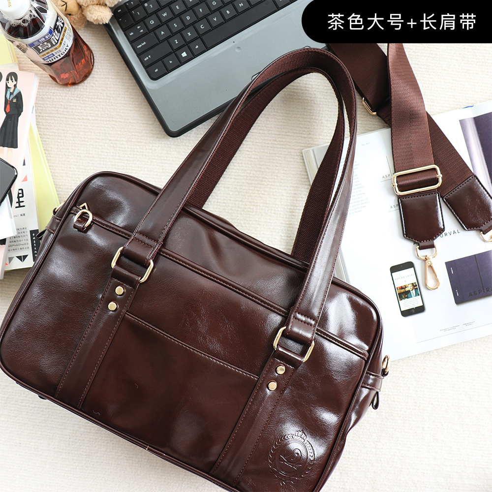 Japanese School Style PU Handbag - JK Uniform Student Shoulder Bag & Travel Laptop Bag - Thumbnail 6