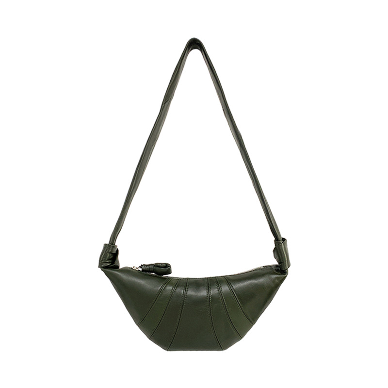 Premium Genuine Leather Croissant Bag Women's Shoulder Bag Elegant Commuter Dumpling Bag - Thumbnail 7