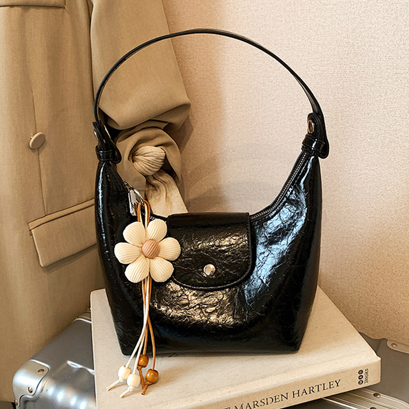Faux Leather Crescent Bag for Daily Use