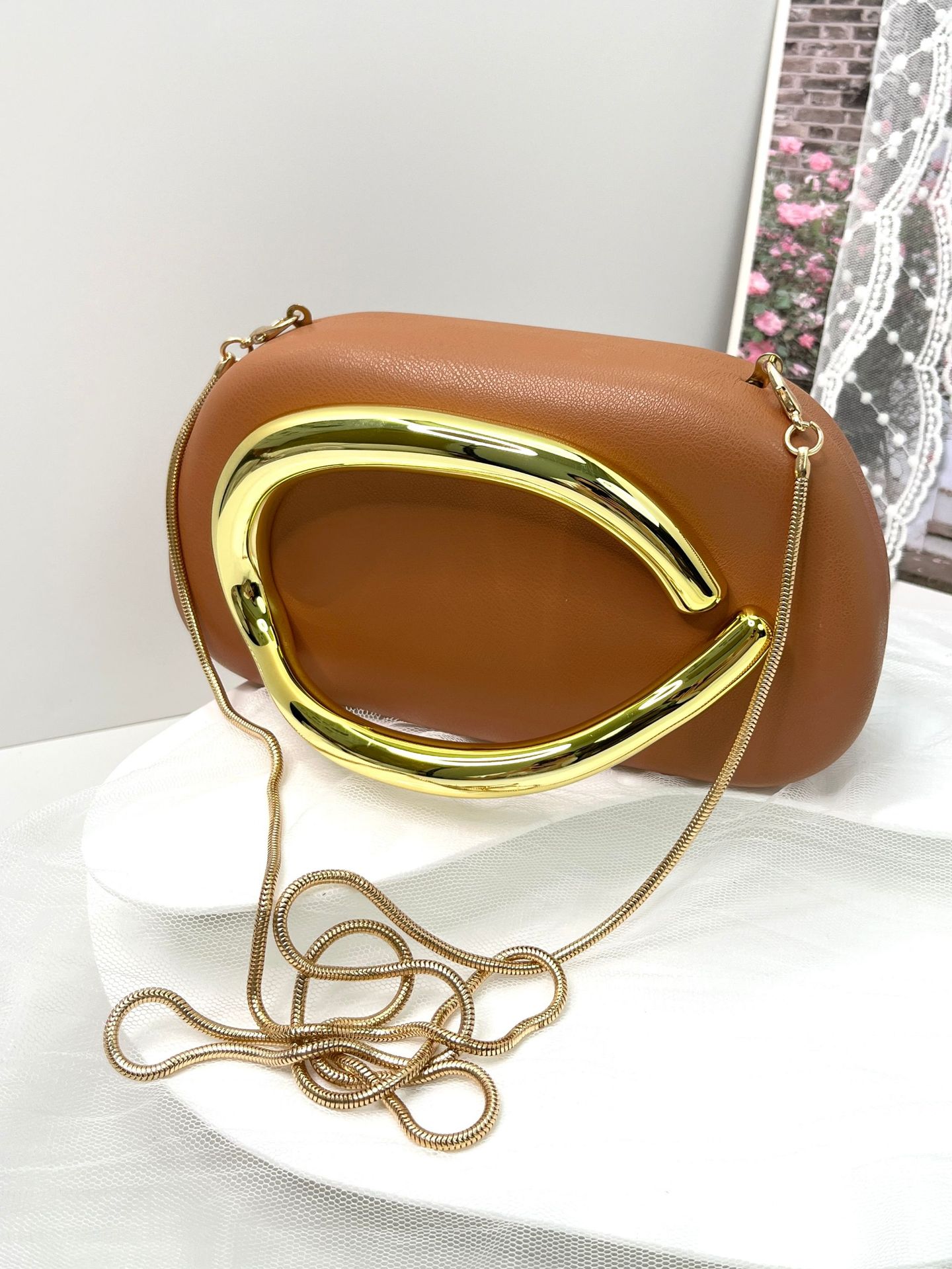 New Evening Bag with Acrylic Handle - Women's Crossbody & Shoulder Handbag - Thumbnail 48