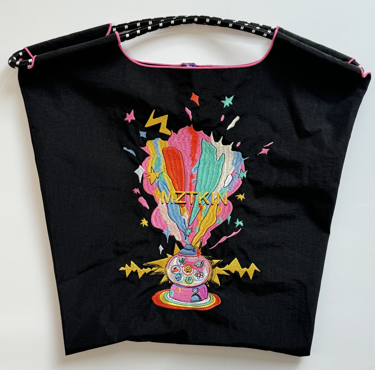 Embroidered Nylon Tote Bag - Large Capacity Canvas Crossbody Bag for Commuting - Thumbnail 24