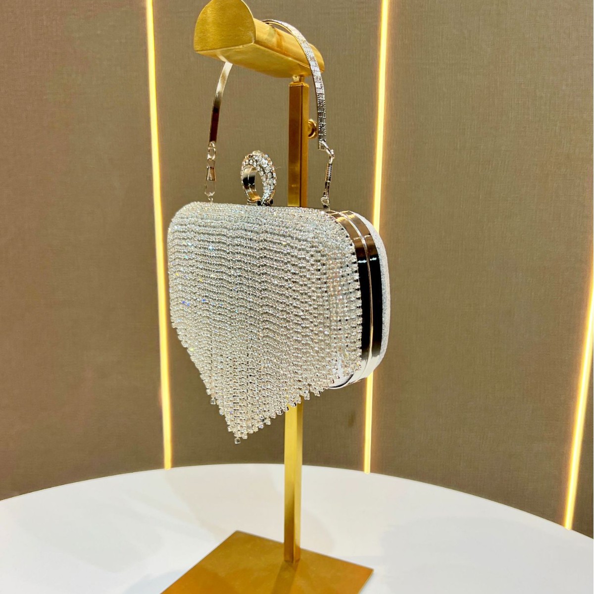 Cross-border New Evening Bag Women's Handbag Banquet Clutch Bag Evening Dress Bag with Rhinestones and Tassels - Thumbnail 2