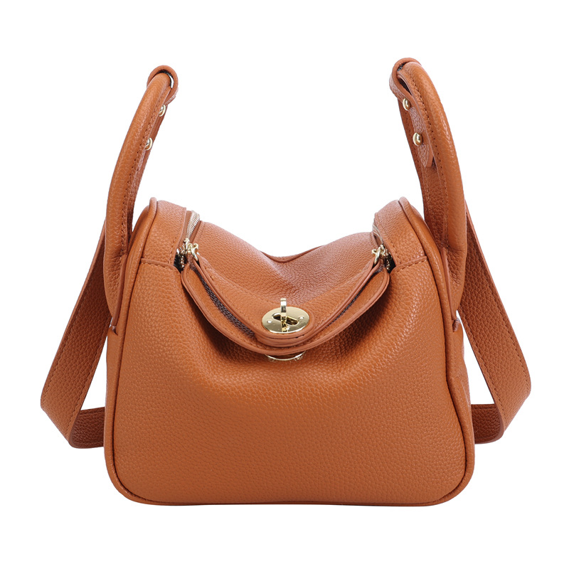 Large Capacity Pebbled Soft Leather Lindy Bag, Commuter Doctor Bag, Crossbody Shoulder Bag - Thumbnail 11