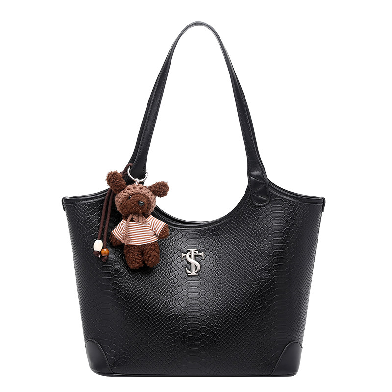 STK Niche White Snake Pattern Tote Bag - Large Capacity Shoulder & Underarm Bag for College Students, Work and Commuting - Thumbnail 5